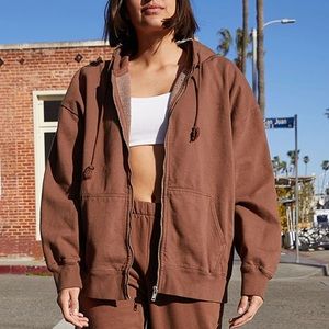 Brandy Melville John Galt Brown Christy Full Zip Hoodie